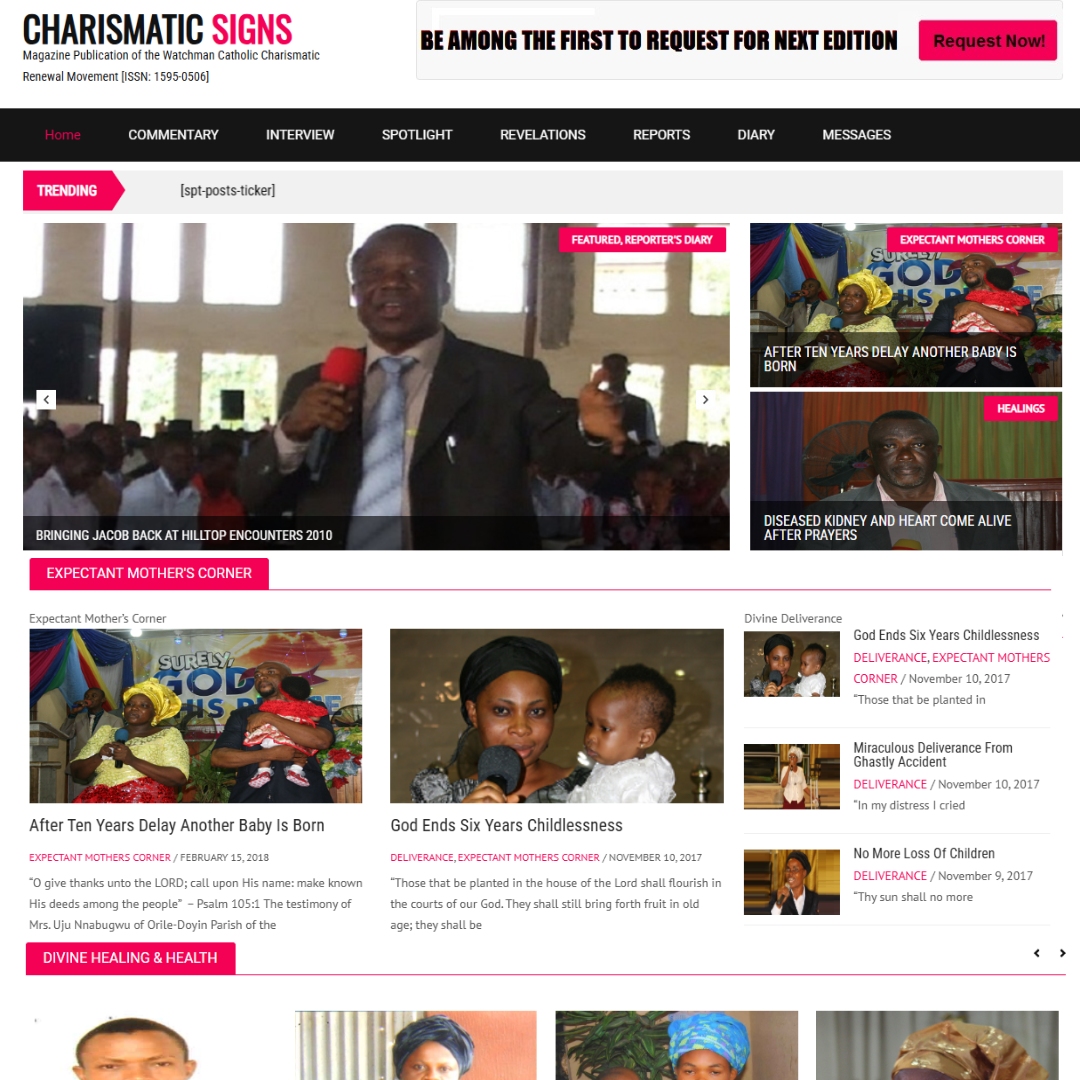 Web Design Project for Charismatic Sign Testimony Magazine