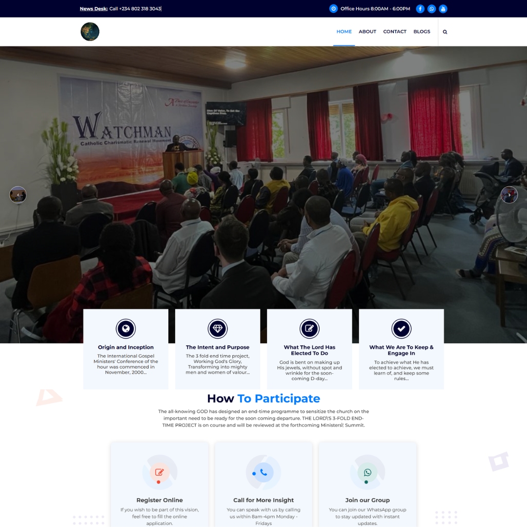 Web Design Project for the International Gospel Ministers’ Conference (IGMC) of the Hour